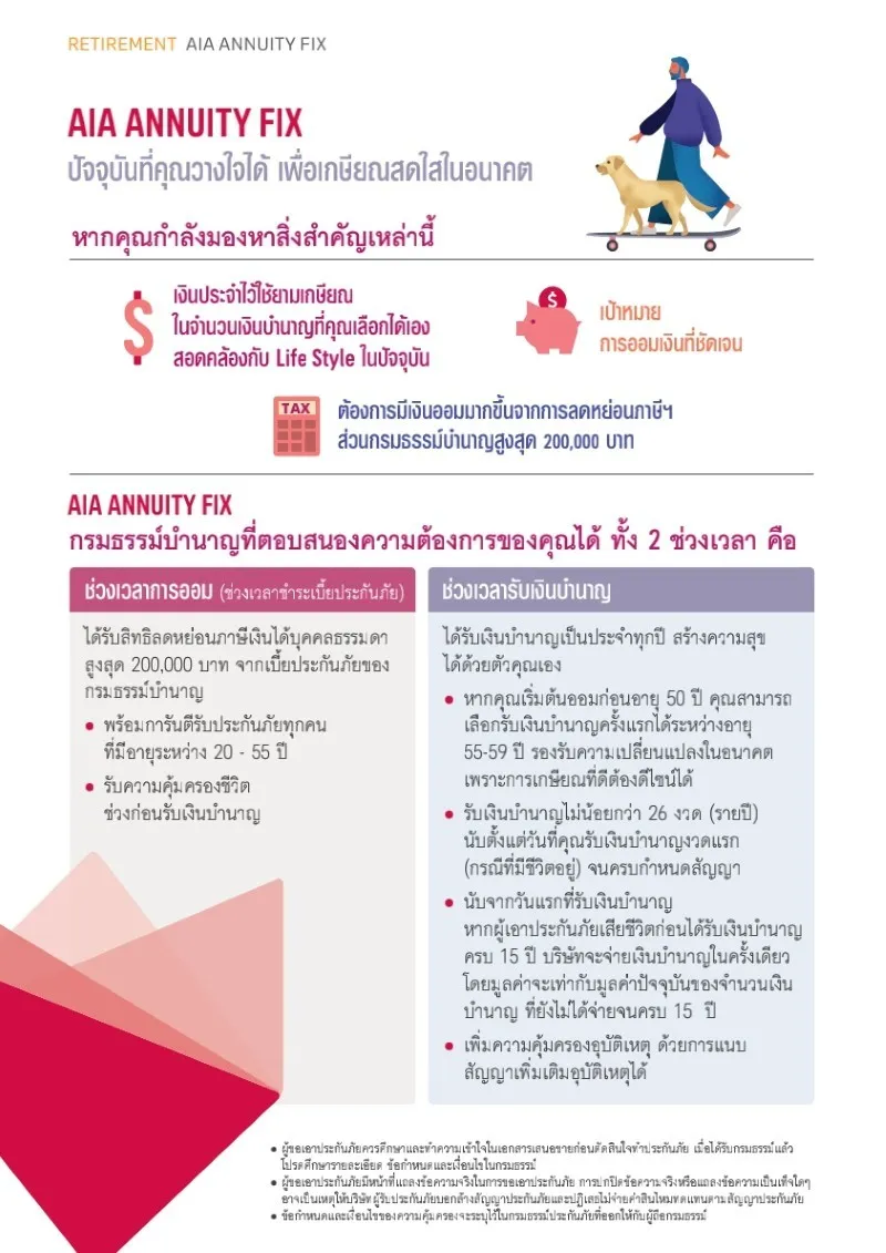 ประกันบำนาญ AIA Annuity Fix จุดเด่น