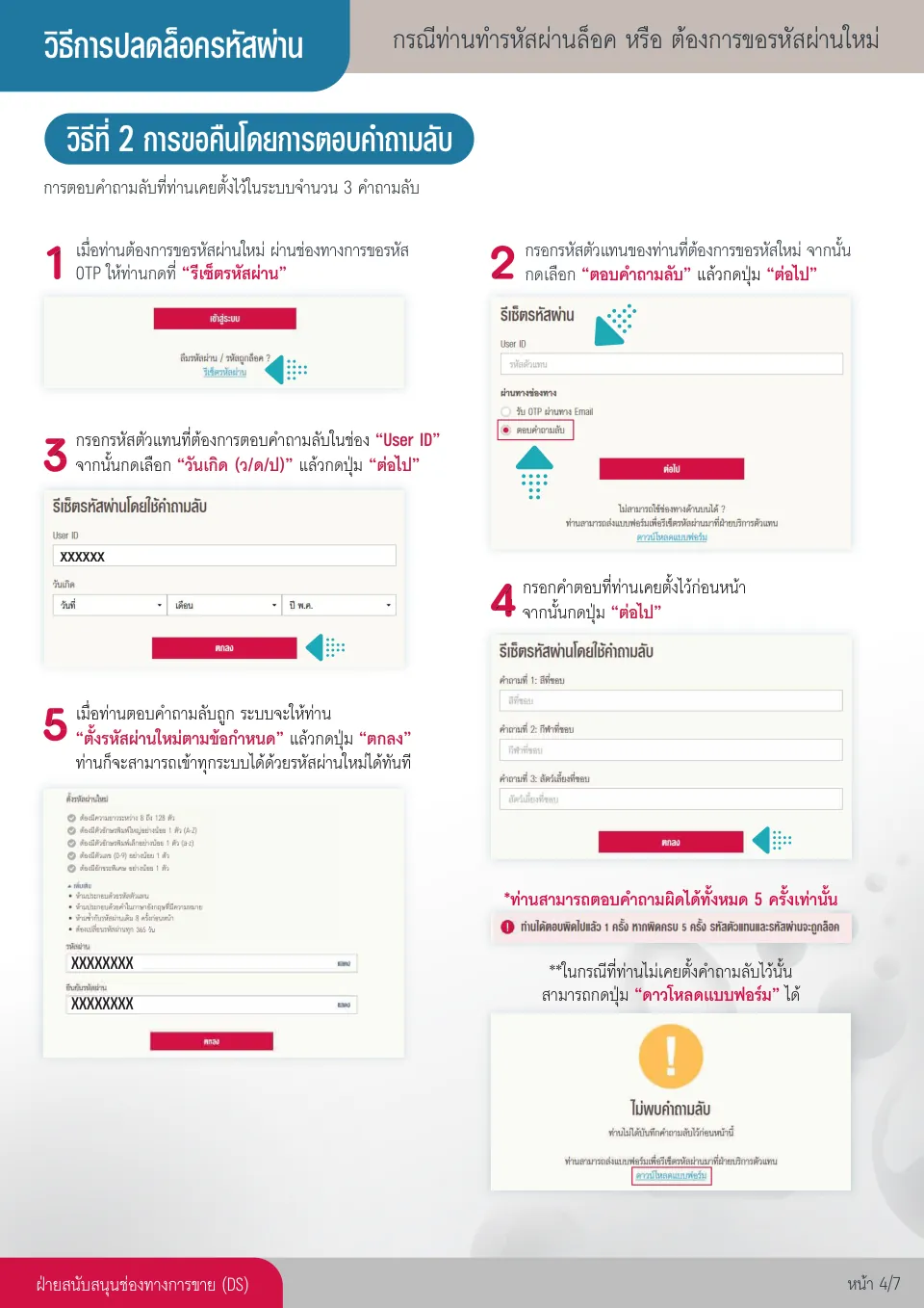 7 ขั้นตอน AIA Agent Login เข้าระบบตัวแทน AIA และรีเซ็ตรหัสผ่าน 6 AIA Agent การขอคืนโดยการตอบคำถามลับตัวแทนประกันชีวิต AIA