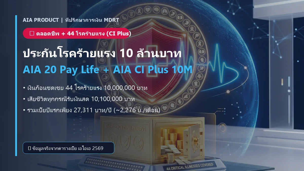 ประกันโรคร้ายแรง 10 ล้านบาท AIA CI Plus ผู้หญิงอายุ 30 ปี